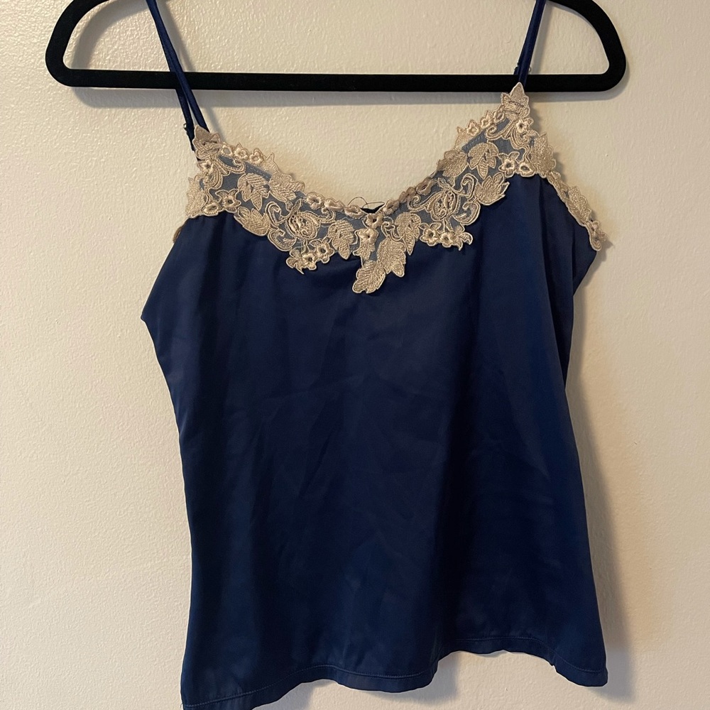 Super pretty navy blue silk shirt!!